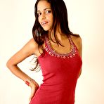 First pic of Alluring Latina girl Polliana cups her large tits in tight blue jeans