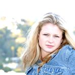 First pic of Blonde amateur Chantelle sets her firm tits from of a denim jacket in jeans