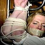 Second pic of tied-and-gagged.com | 30 Yr OLD BBW SINGLE MOM IS MOUTH STUFFED, TAPE GAGGED, BAREFOOT, TIT TIED, NIPPLE PINCHED AND TIED TO A COAT RACK (D73-11)