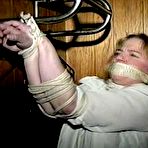 Third pic of tied-and-gagged.com | 30 Yr OLD BBW SINGLE MOM IS MOUTH STUFFED, TAPE GAGGED, BAREFOOT, TIT TIED, NIPPLE PINCHED AND TIED TO A COAT RACK (D73-11)
