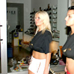 Second pic of Three girls flash their natural tits while walking a city street at night