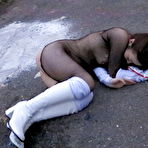 Fourth pic of Japanese girl Maria Ono spills cum from her mouth after outdoor BBG sex