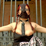 First pic of Submissive redhead is forced into being humiliated in public places