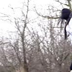 Fourth pic of Dark-haired girl Shalina Shine takes a pee on a bench in a public field