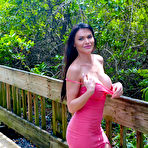 First pic of Brunette MILF Anya gets bare naked at a public beach during the day