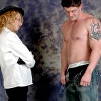 First pic of British policewoman Rachel gives a blowjob while wearing black leather gloves