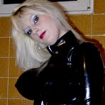 First pic of Beautiful blonde Darkwing Zero models in latex clothing and a gas mask