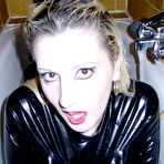 Fourth pic of Beautiful blonde Darkwing Zero models in latex clothing and a gas mask