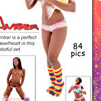 First pic of Cute black teen Amber strips naked while wearing colourful toe socks
