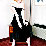 First pic of Cute redhead Barbie A casually looses her firm tits from a black dress