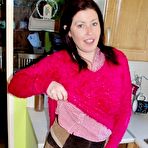 First pic of British woman Juicey Janey takes a pee while squatting on top of a toilet