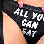 Second pic of Brunette solo girl Cipriana exposes her pussy wearing black stockings