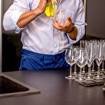 First pic of Blond amateur Dayana Ice is freed from leather dress before sexual intercourse