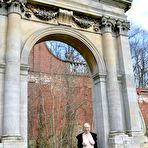 Fourth pic of Mature blonde Barby Slut exposes herself during a walk around Bosworth hall
