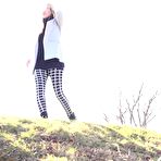 First pic of Blonde chick Delphine pulls down her leggings for a pee in a public place