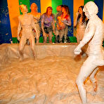 Third pic of Kinky european babes with petite bodies are into messy mudwrestling