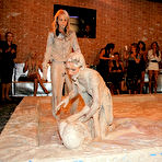 Third pic of Sexy fetish gals Nessa Devil & Lena Cova have some mud wrestling fun