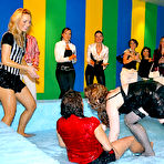 Second pic of Chubby fetish lady with nice jugs getting defeated in the wet catfight