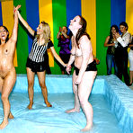 Fourth pic of Chubby fetish lady with nice jugs getting defeated in the wet catfight