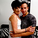 First pic of Horny granny snuggles with her boy toy before hot nipple sucking seduction