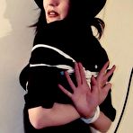 First pic of Brunette female finds herself being continually put into bondage