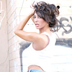 First pic of Super sexy Sophia Lucci in booty shorts undressing outside to display big tits