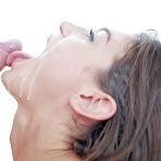 Fourth pic of Spicy as hell brunette Julia Roca is getting cum on her face