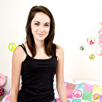 First pic of Brunette teen babe Emily G shows her ass and tiny tits in close up