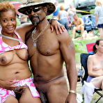 Fourth pic of Amateur women show their tits and pussies at a clothing optional site