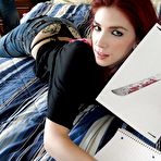 First pic of Redhead teen with pierced nipples Indigo Augustine slipping off her clothes