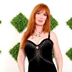 First pic of Mature sexy redhead Freya Fantasia sucks cock & masturbates in black stockings