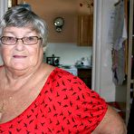 First pic of Obese nan Grandma Libby parts her shaved pussy after removing satin underwear