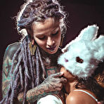 First pic of Tattooed chick suspends her lesbian lover after tying her up with ropes