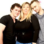 First pic of Fat British housewife has her huge breasts suckled by her toy boys