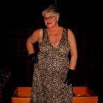 First pic of Silver haired granny Girdle Goddess gets naked in stockings and black gloves