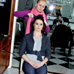 First pic of Busty hot sluts strip tight jeans to get ready for sexy lesbian sex shoot