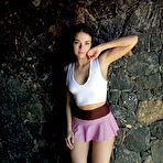 First pic of Nice teen Keira Blue showcases her trimmed muff on a patio at night