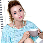 First pic of Sweet teen Keira Blue gets totally naked while taking her breakfast