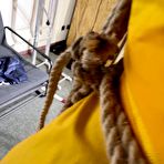 Second pic of Shinynylonartsbound | Aiyana bound and gagged in 3 Rainjackets 3/3