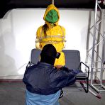Third pic of Shinynylonartsbound | Aiyana bound and gagged in 3 Rainjackets 3/3