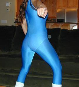 Chick Flaunts Blue Spandex #434001