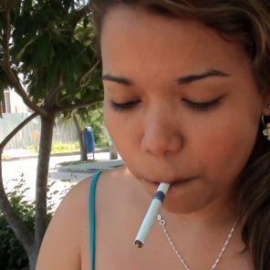 Busty Babe Smoking Closeup #552494